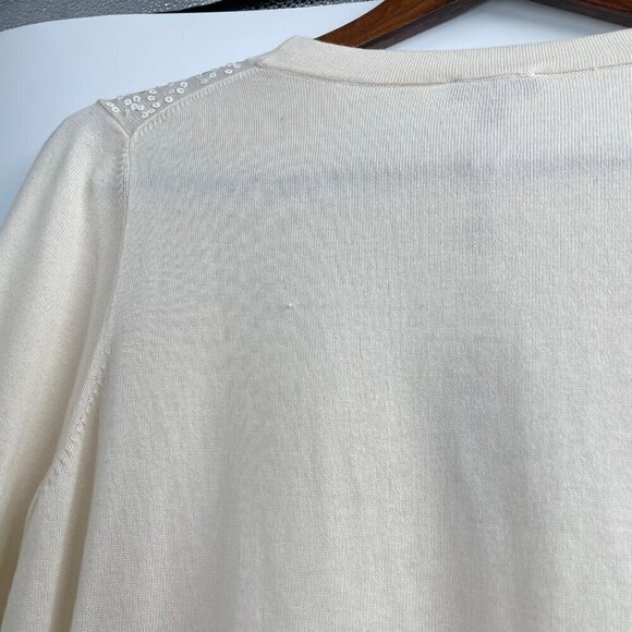 NWT Talbots Cream Sequin Front Short Sleeve Cardigan Womens Size Large Petite - Picture 10 of 10